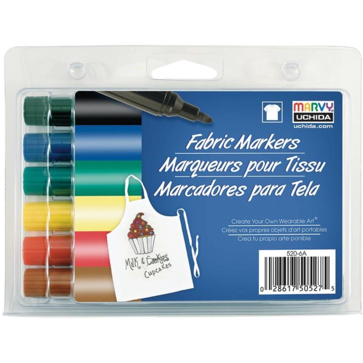 Textilpennor Bold Primary 6-pack