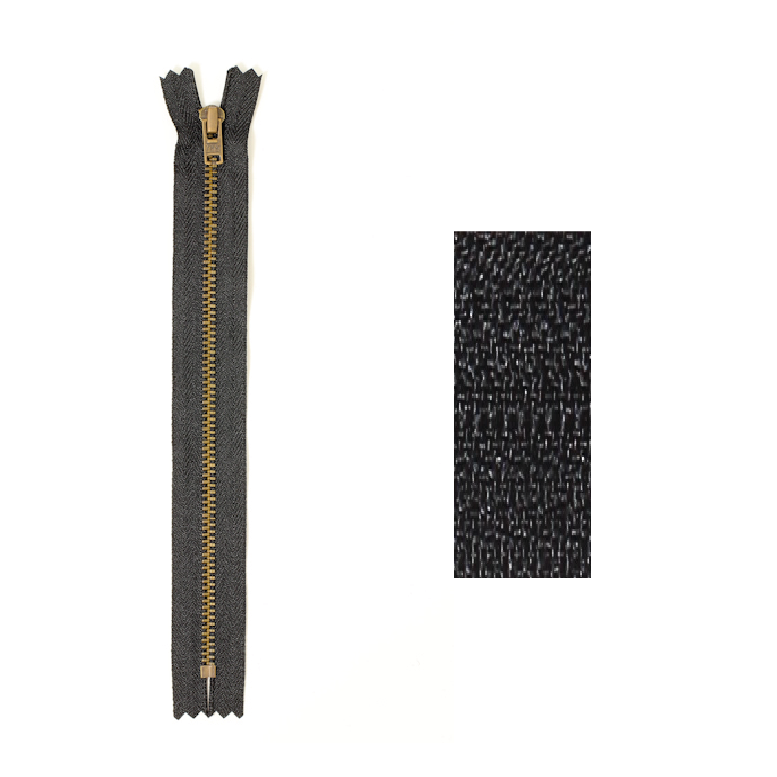 YKK Blixtlås 4mm Antik mässing Ej delbart - 10cm