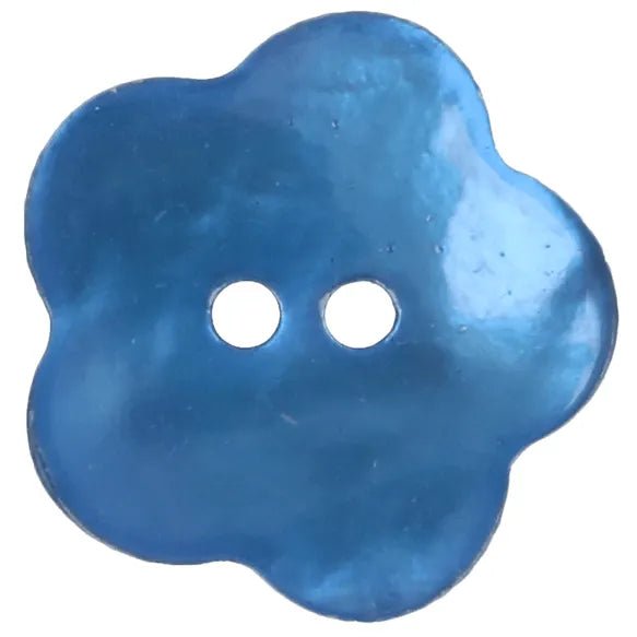 Blomformad pärlemorknapp 22,5mm - Blå - Knappnålen