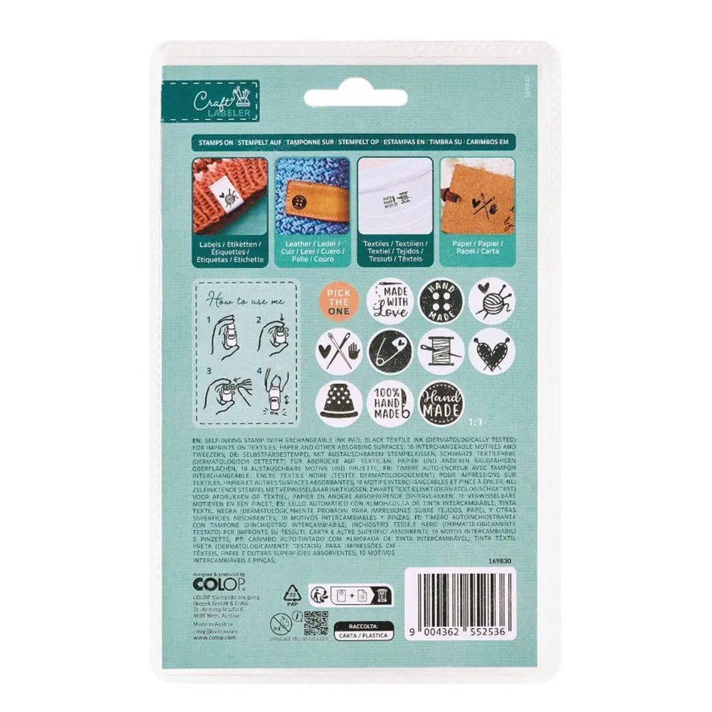 Craft Labeler Stämpelkit | 10 utbytbara motiv - Knappnålen