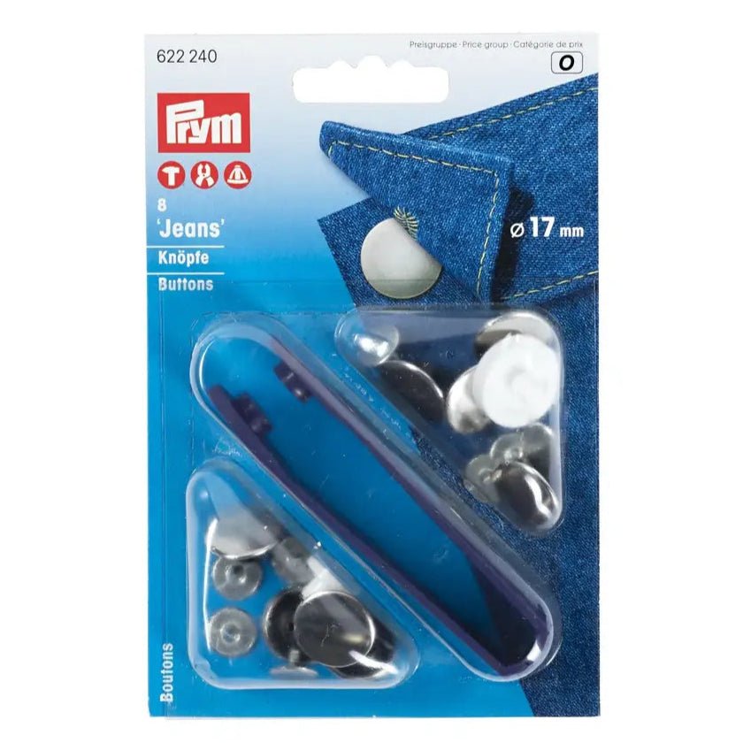 Jeansknappar 17mm Silver Prym - Knappnålen