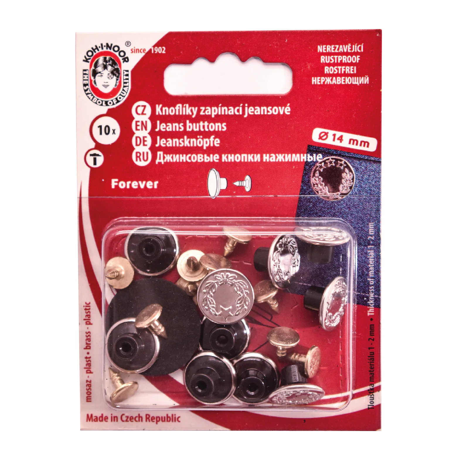 Jeansknappar 14 mm Nickel Koh-I-Noor