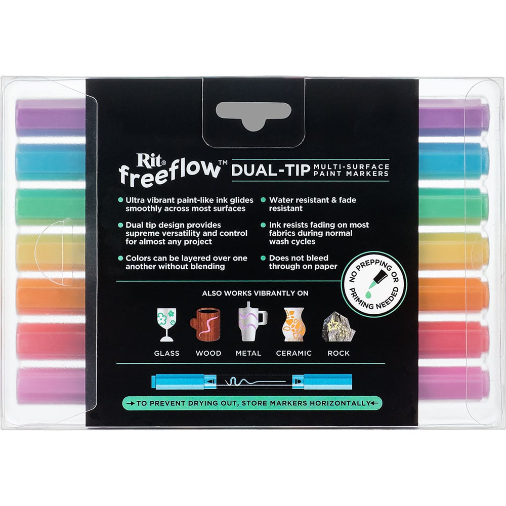 Rit FreeFlow Dual-Tip Markers Jellied Brights 7-pack - Knappnålen