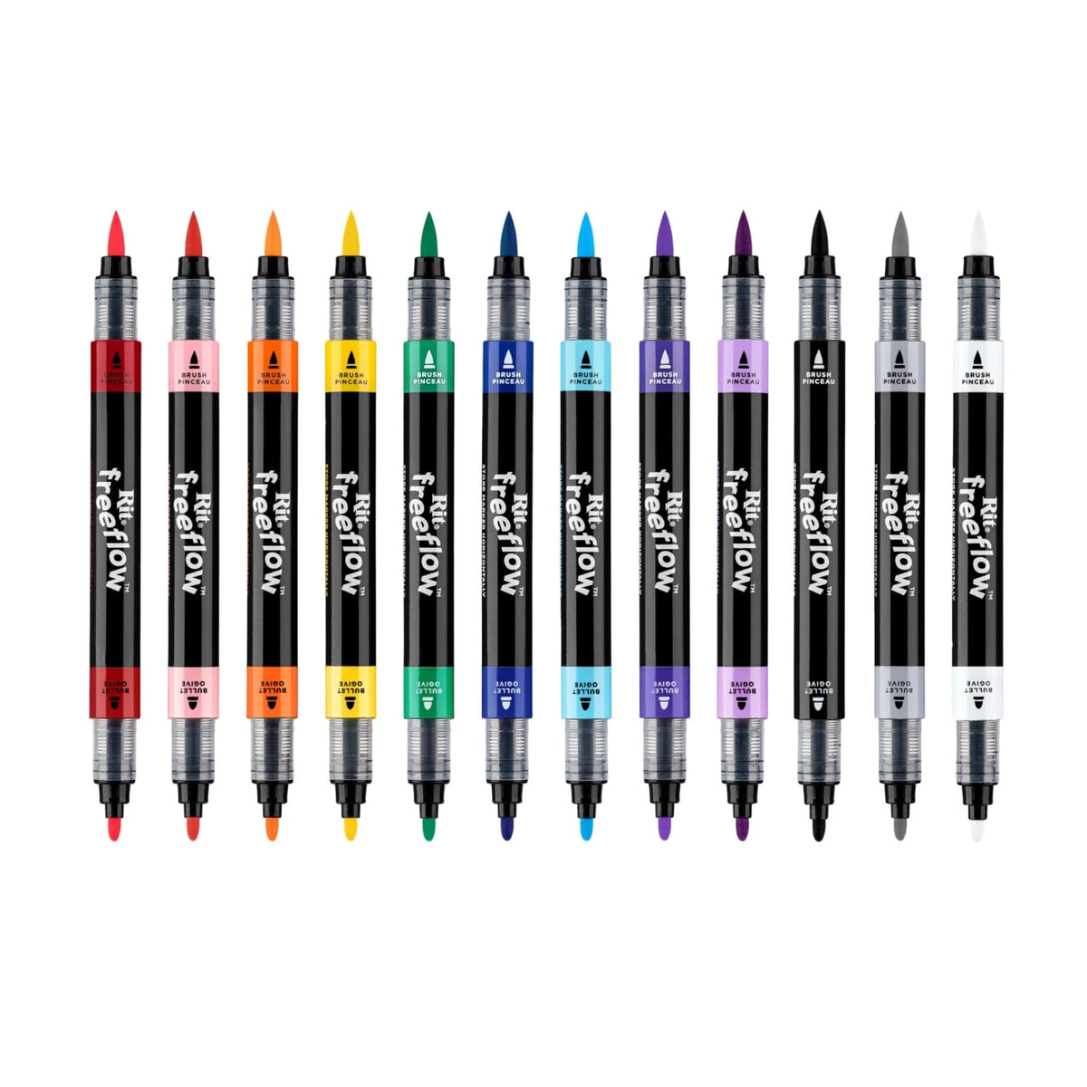 Rit FreeFlow Dual-Tip Markers Mega Mix 12-pack - Knappnålen