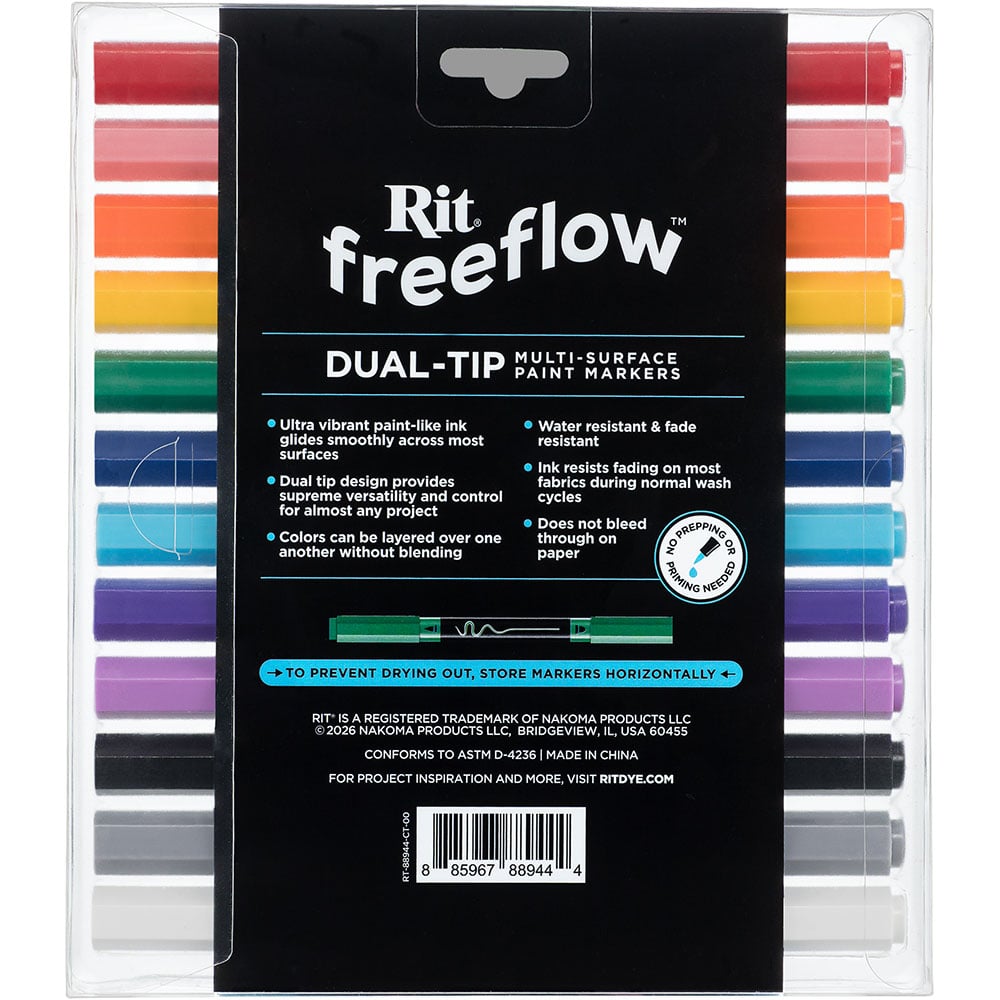 Rit FreeFlow Dual-Tip Markers Mega Mix 12-pack - Knappnålen