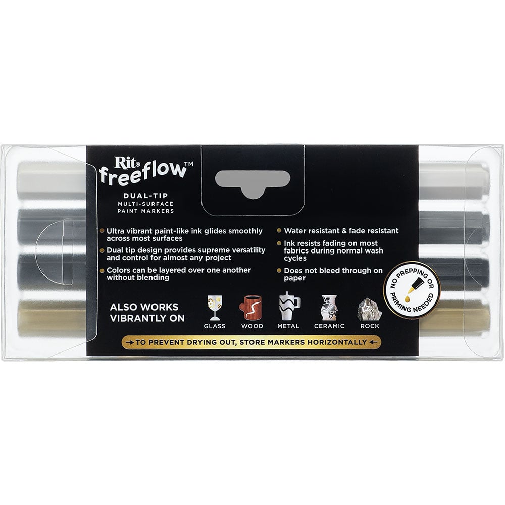 Rit FreeFlow Dual-Tip Markers Monochrome 4-pack - Knappnålen